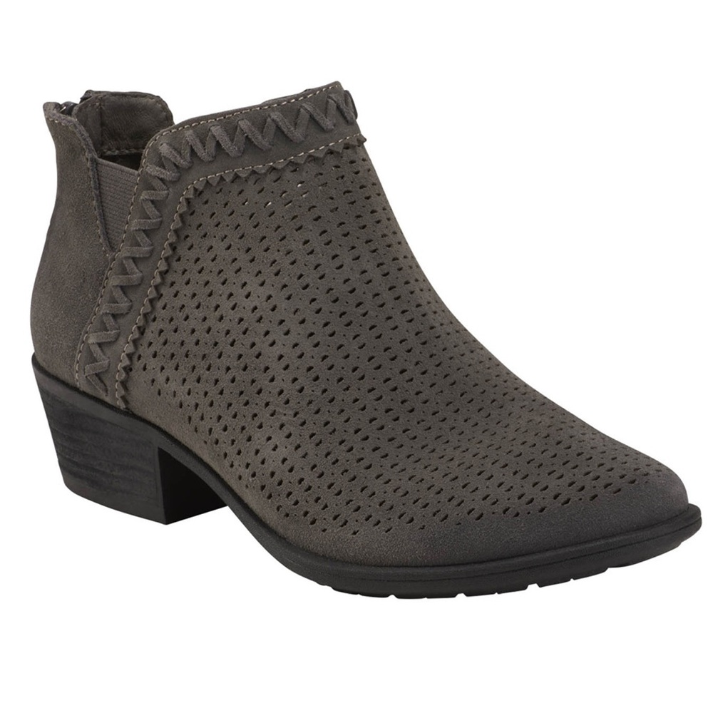 Women's Earth Peak Perry Ankle Bootie Charcoal Grey Suede Size 12